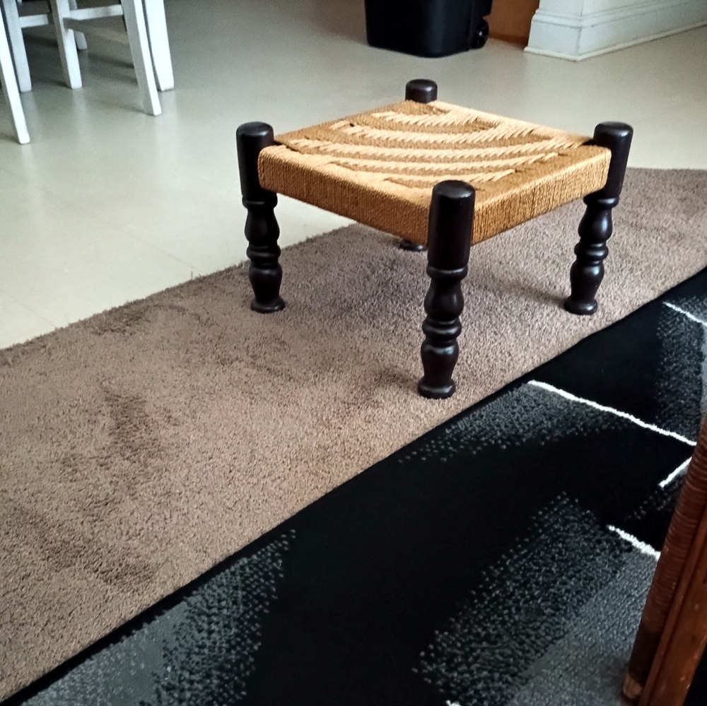 Elegant Tan and Black Woven Stool